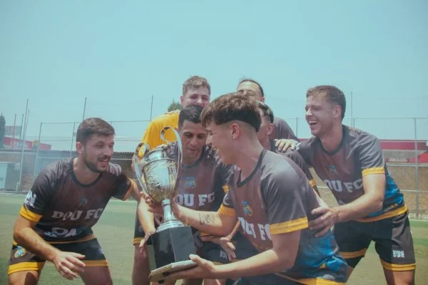 soccer team trophy celebration